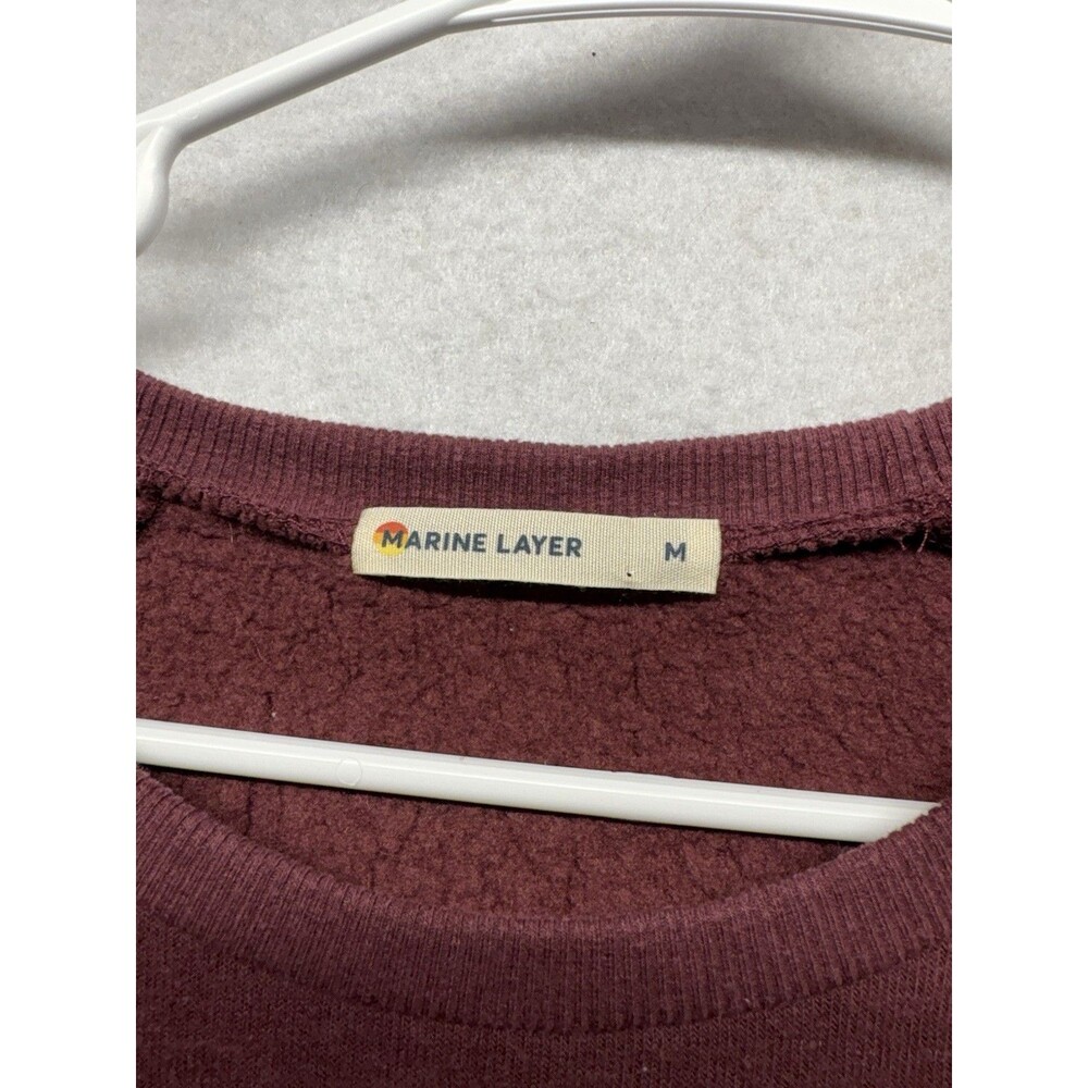 MARINE LAYER Crewneck Soft Fleece Sweatshirt Size Medium Women’s Maroon - Picture 2 of 4